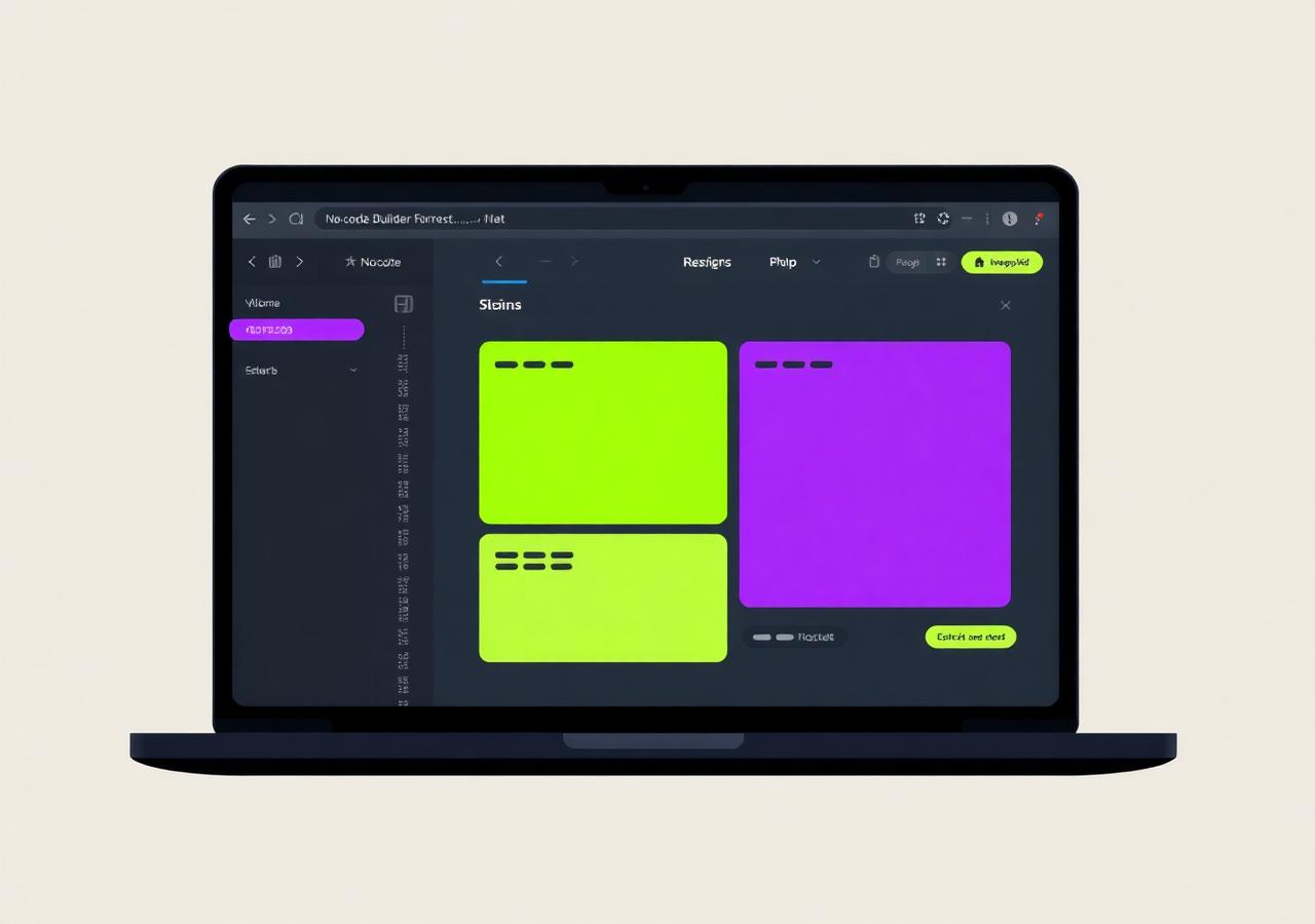 Mockup proses membangun website dengan editor no-code